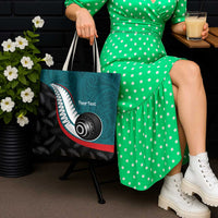 Personalised Aotearoa Lawn Bowls Tote Bag Maori and Silver Fern Sporty Style Teal Color LT03 - Polynesian Pride