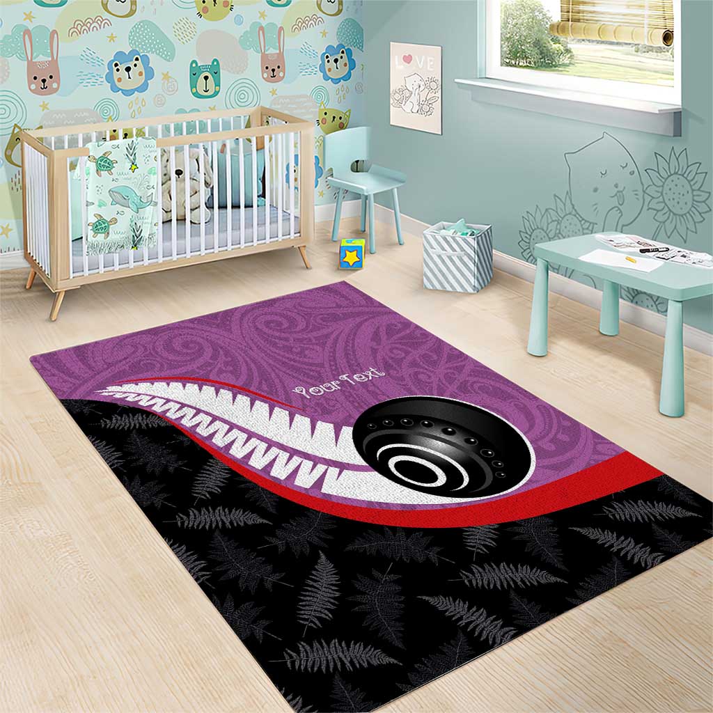 Personalised Aotearoa Lawn Bowls Area Rug Maori and Silver Fern Sporty Style Pink Color LT03 - Polynesian Pride