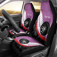 Personalised Aotearoa Lawn Bowls Car Seat Cover Maori and Silver Fern Sporty Style Pink Color - Polynesian Pride
