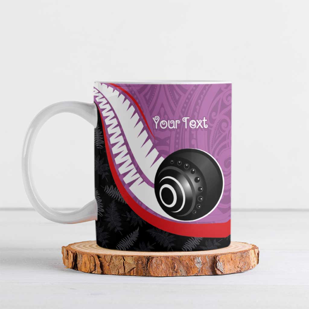 Personalised Aotearoa Lawn Bowls Ceramic Mug Maori and Silver Fern Sporty Style Pink Color LT03 Pink - Polynesian Pride