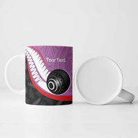 Personalised Aotearoa Lawn Bowls Ceramic Mug Maori and Silver Fern Sporty Style Pink Color LT03 - Polynesian Pride