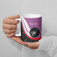 Personalised Aotearoa Lawn Bowls Ceramic Mug Maori and Silver Fern Sporty Style Pink Color LT03 - Polynesian Pride