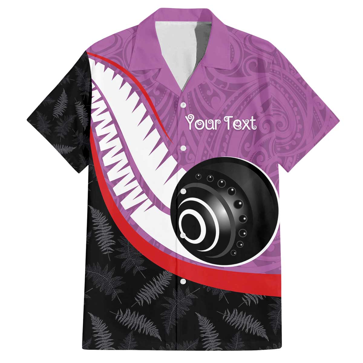 Personalised Aotearoa Lawn Bowls Family Matching Off The Shoulder Long Sleeve Dress and Hawaiian Shirt Maori and Silver Fern Sporty Style Pink Color LT03 Dad's Shirt - Short Sleeve Pink - Polynesian Pride