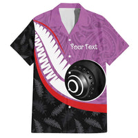Personalised Aotearoa Lawn Bowls Family Matching Short Sleeve Bodycon Dress and Hawaiian Shirt Maori and Silver Fern Sporty Style Pink Color LT03 Dad's Shirt - Short Sleeve Pink - Polynesian Pride