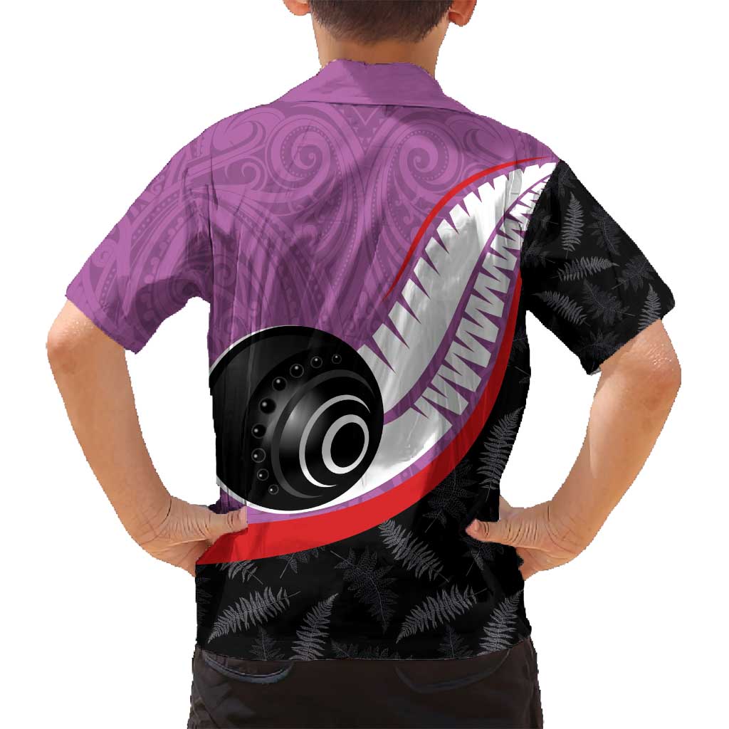 Personalised Aotearoa Lawn Bowls Family Matching Summer Maxi Dress and Hawaiian Shirt Maori and Silver Fern Sporty Style Pink Color LT03 - Polynesian Pride