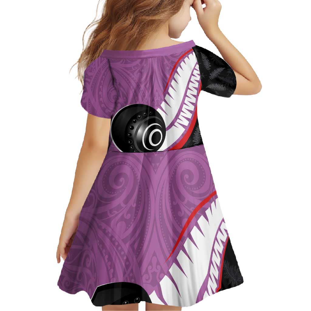 Personalised Aotearoa Lawn Bowls Family Matching Summer Maxi Dress and Hawaiian Shirt Maori and Silver Fern Sporty Style Pink Color LT03 - Polynesian Pride