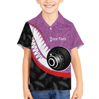 Personalised Aotearoa Lawn Bowls Family Matching Summer Maxi Dress and Hawaiian Shirt Maori and Silver Fern Sporty Style Pink Color LT03 Son's Shirt Pink - Polynesian Pride