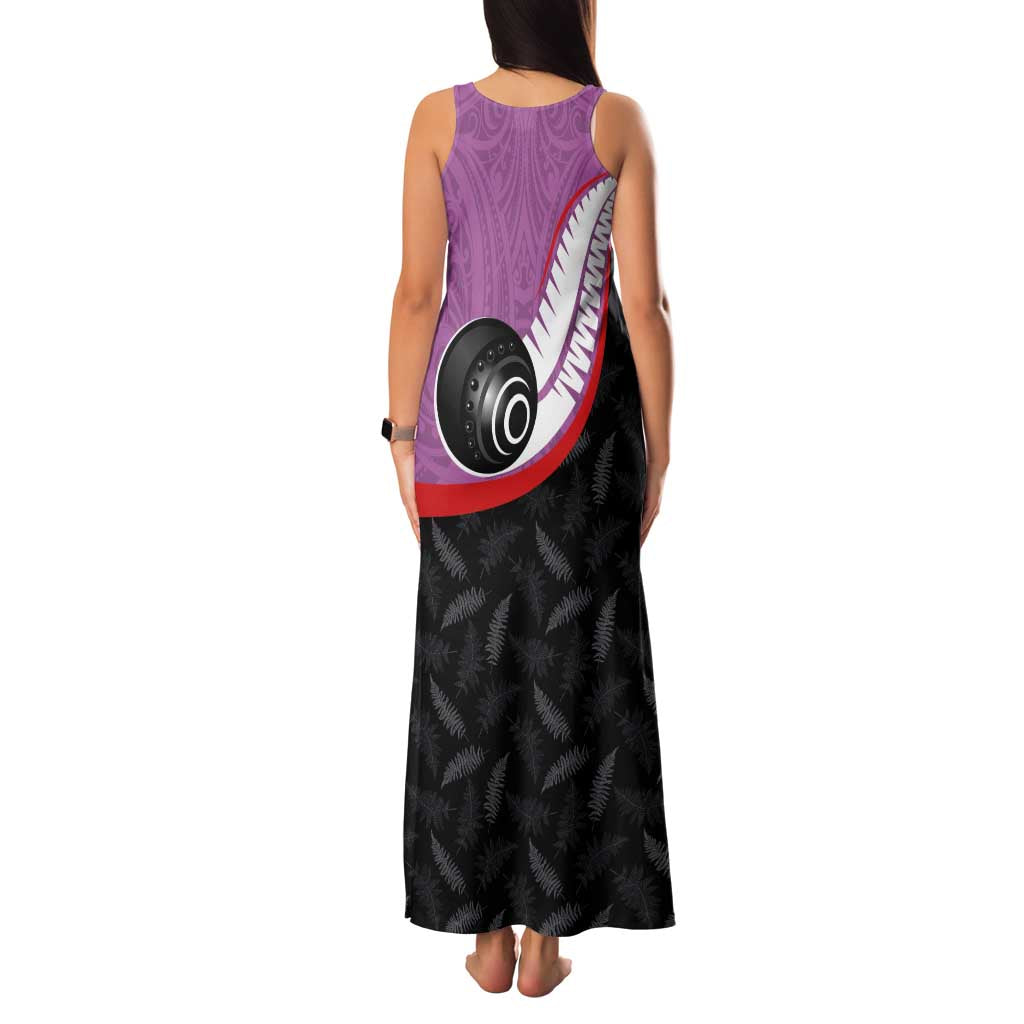 Personalised Aotearoa Lawn Bowls Family Matching Tank Maxi Dress and Hawaiian Shirt Maori and Silver Fern Sporty Style Pink Color - Polynesian Pride