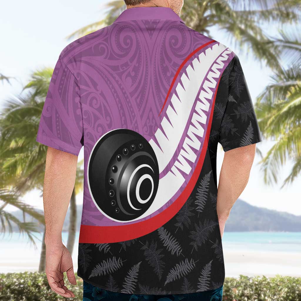 Personalised Aotearoa Lawn Bowls Hawaiian Shirt Maori and Silver Fern Sporty Style Pink Color - Polynesian Pride