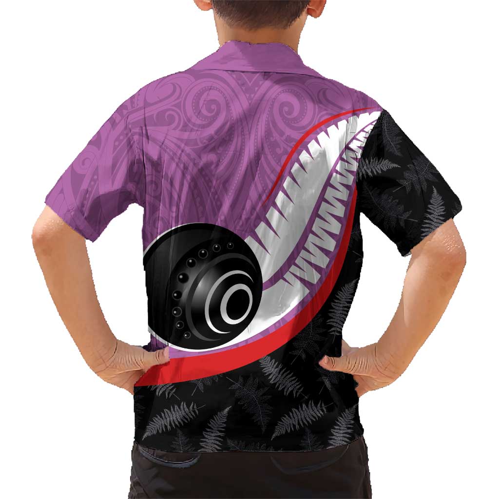 Personalised Aotearoa Lawn Bowls Hawaiian Shirt Maori and Silver Fern Sporty Style Pink Color - Polynesian Pride