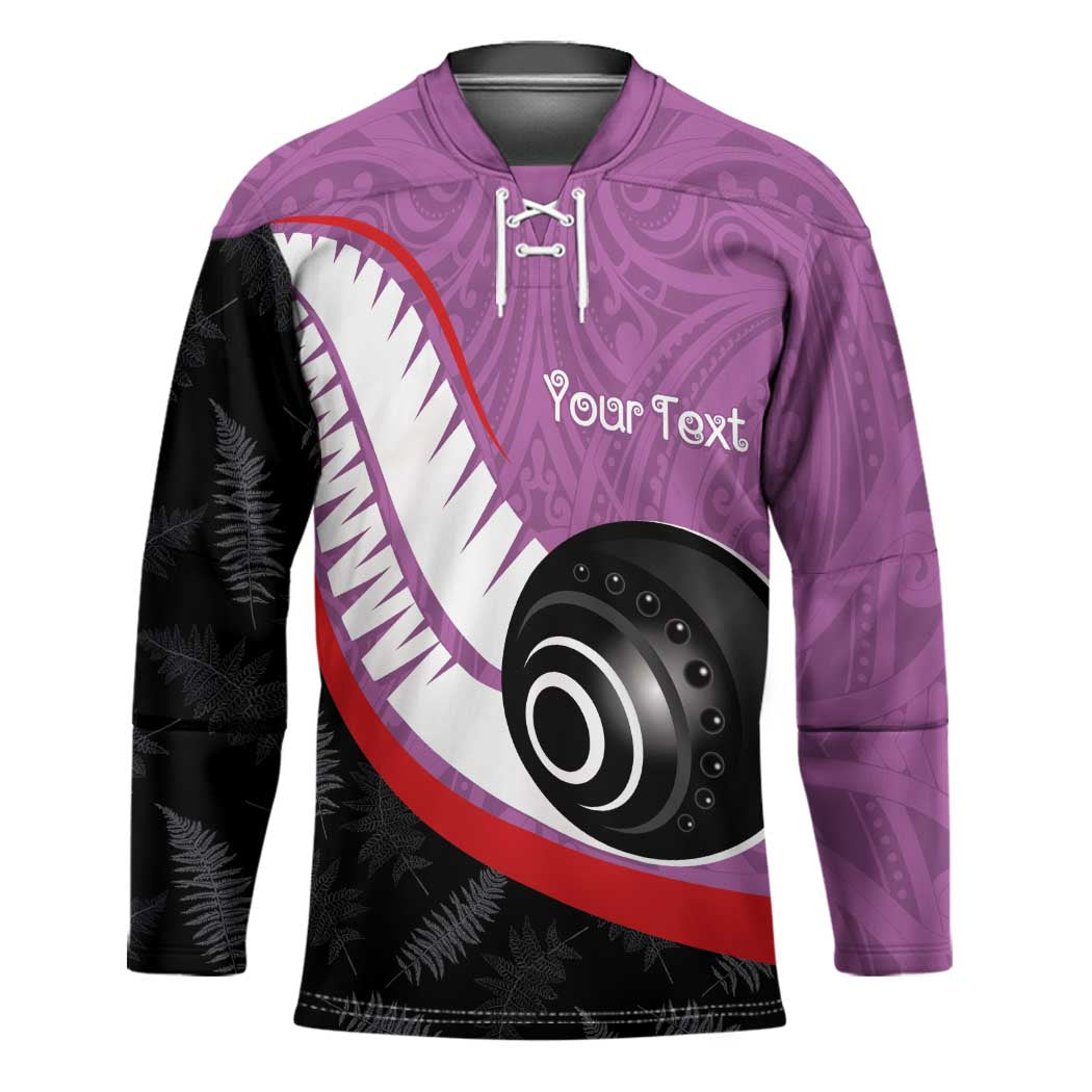Personalised Aotearoa Lawn Bowls Hockey Jersey Maori and Silver Fern Sporty Style Pink Color LT03 Unisex Pink - Polynesian Pride