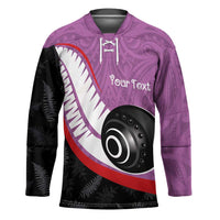 Personalised Aotearoa Lawn Bowls Hockey Jersey Maori and Silver Fern Sporty Style Pink Color LT03 Unisex Pink - Polynesian Pride