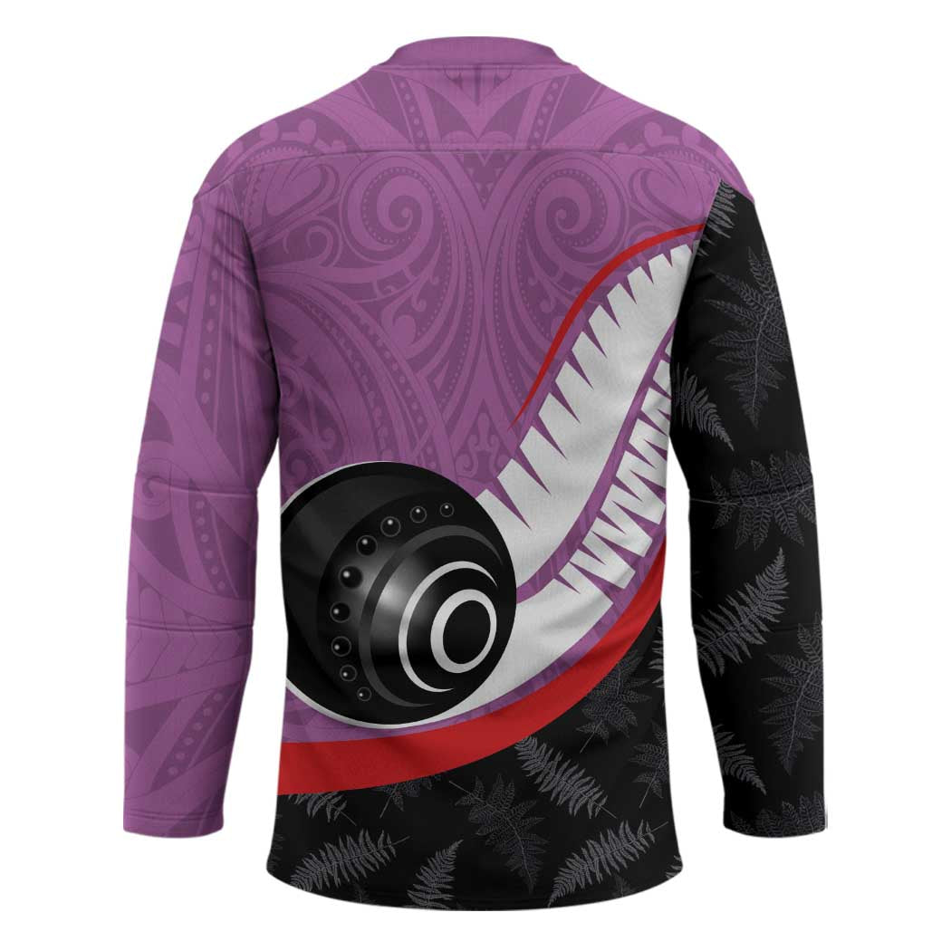 Personalised Aotearoa Lawn Bowls Hockey Jersey Maori and Silver Fern Sporty Style Pink Color LT03 - Polynesian Pride