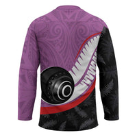 Personalised Aotearoa Lawn Bowls Hockey Jersey Maori and Silver Fern Sporty Style Pink Color LT03 - Polynesian Pride