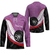 Personalised Aotearoa Lawn Bowls Hockey Jersey Maori and Silver Fern Sporty Style Pink Color LT03 - Polynesian Pride