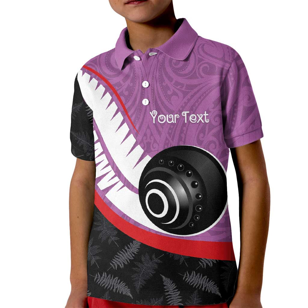Personalised Aotearoa Lawn Bowls Kid Polo Shirt Maori and Silver Fern Sporty Style Pink Color LT03 Kid Pink - Polynesian Pride