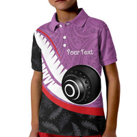 Personalised Aotearoa Lawn Bowls Kid Polo Shirt Maori and Silver Fern Sporty Style Pink Color LT03 Kid Pink - Polynesian Pride