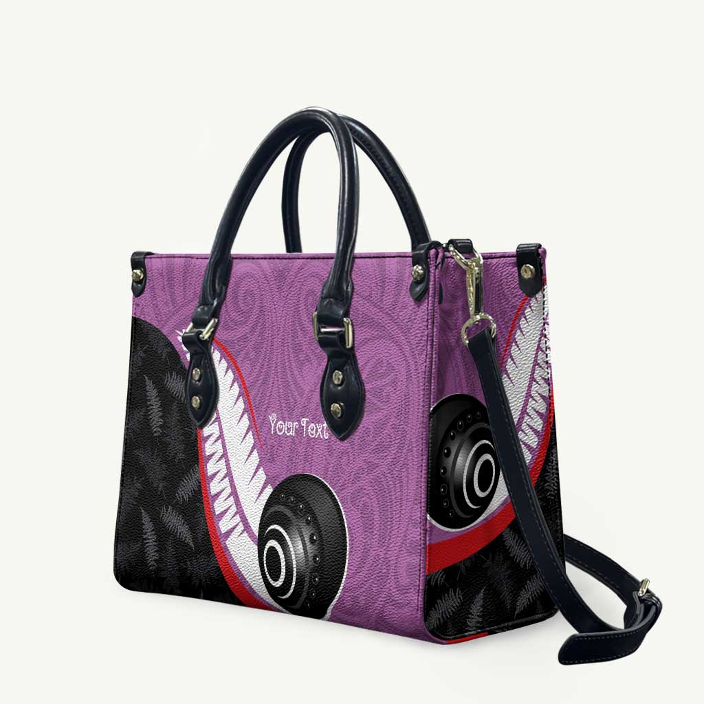 Personalised Aotearoa Lawn Bowls Leather Bag Maori and Silver Fern Sporty Style Pink Color LT03 Pink - Polynesian Pride