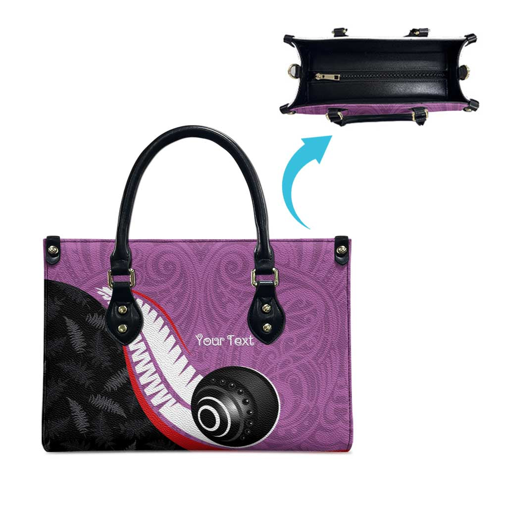 Personalised Aotearoa Lawn Bowls Leather Bag Maori and Silver Fern Sporty Style Pink Color LT03 - Polynesian Pride