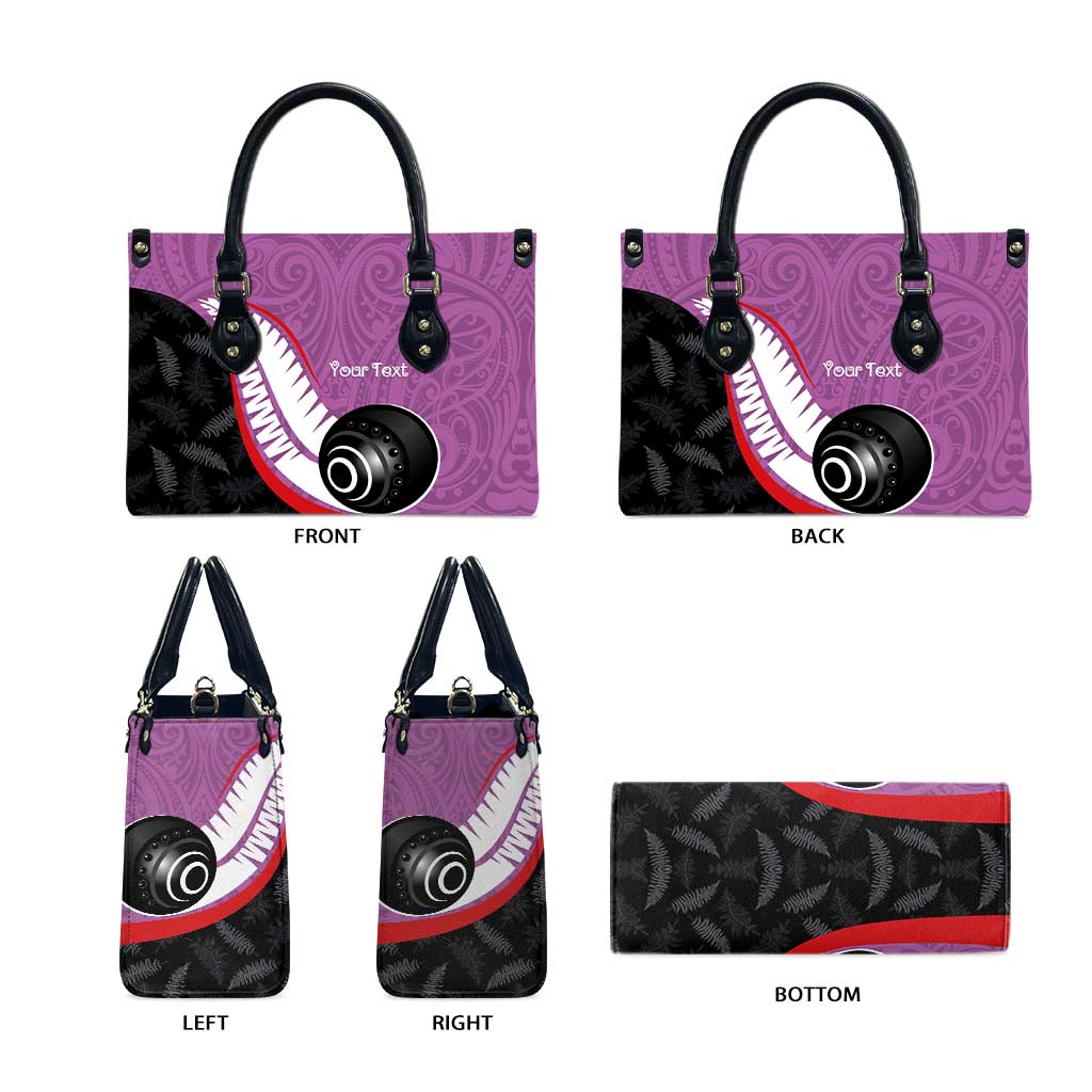 Personalised Aotearoa Lawn Bowls Leather Bag Maori and Silver Fern Sporty Style Pink Color LT03 - Polynesian Pride
