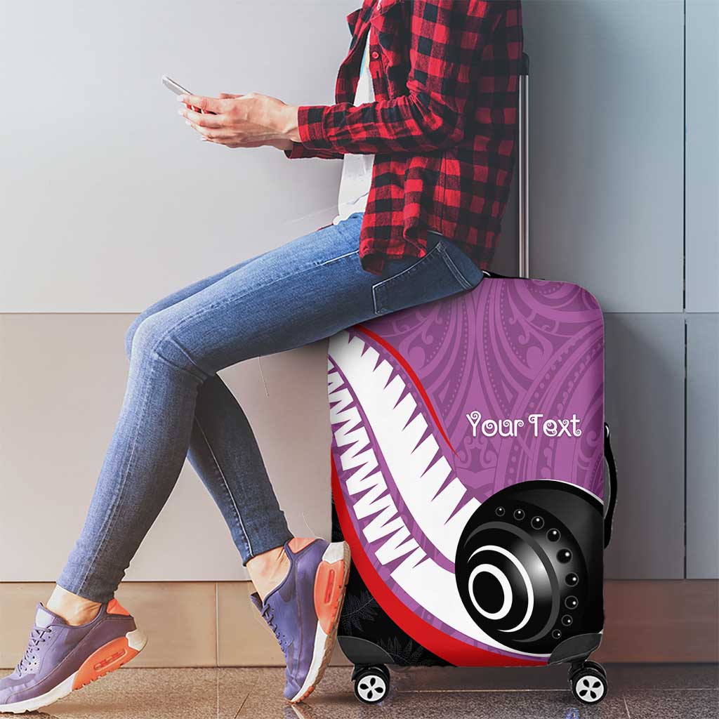 Personalised Aotearoa Lawn Bowls Luggage Cover Maori and Silver Fern Sporty Style Pink Color - Polynesian Pride
