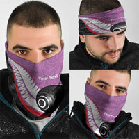 Personalised Aotearoa Lawn Bowls Neck Gaiter Maori and Silver Fern Sporty Style Pink Color LT03 - Polynesian Pride
