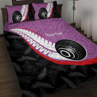 Personalised Aotearoa Lawn Bowls Quilt Bed Set Maori and Silver Fern Sporty Style Pink Color LT03 Pink - Polynesian Pride