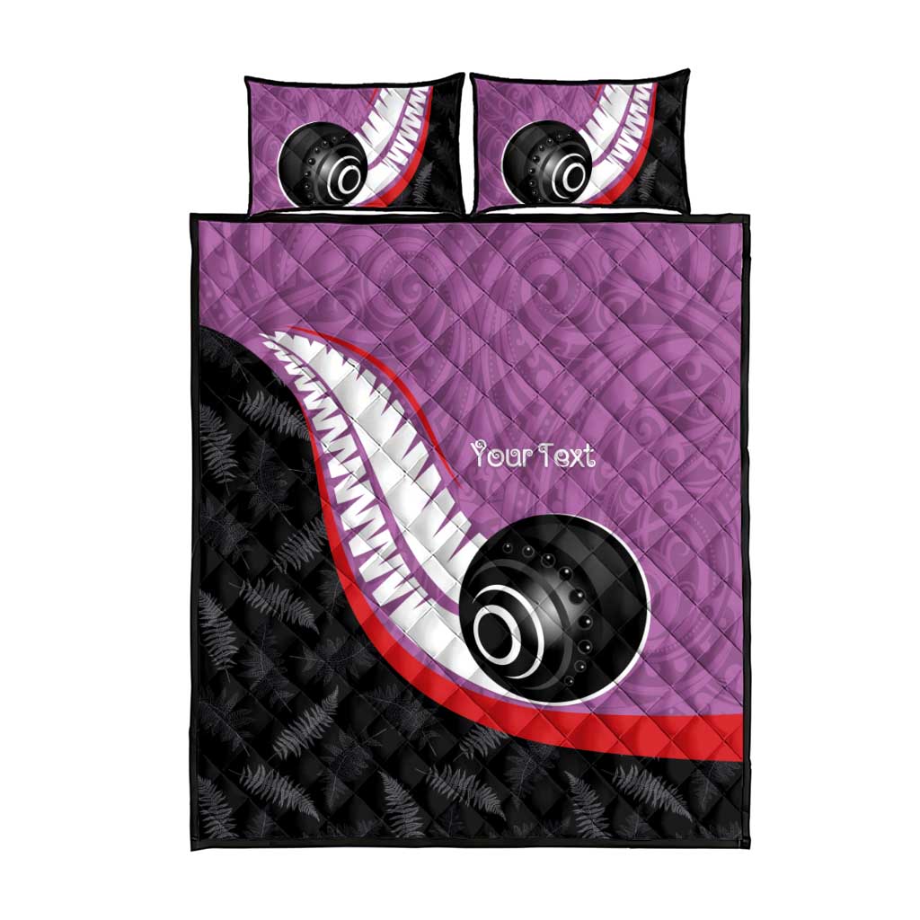 Personalised Aotearoa Lawn Bowls Quilt Bed Set Maori and Silver Fern Sporty Style Pink Color LT03 - Polynesian Pride