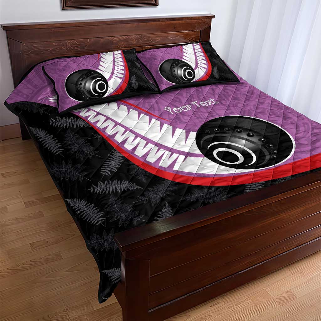 Personalised Aotearoa Lawn Bowls Quilt Bed Set Maori and Silver Fern Sporty Style Pink Color LT03 - Polynesian Pride