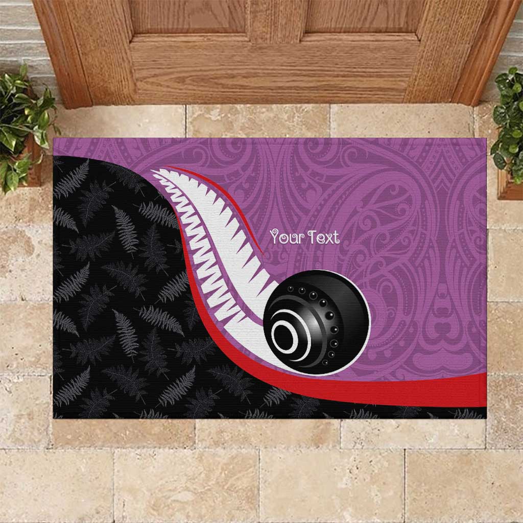 Personalised Aotearoa Lawn Bowls Rubber Doormat Maori and Silver Fern Sporty Style Pink Color LT03 Pink - Polynesian Pride