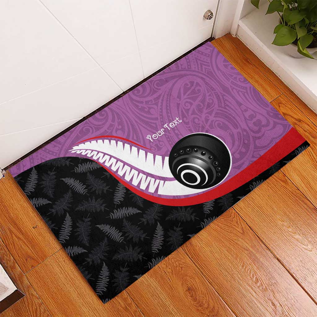 Personalised Aotearoa Lawn Bowls Rubber Doormat Maori and Silver Fern Sporty Style Pink Color LT03 - Polynesian Pride