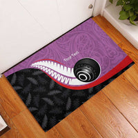 Personalised Aotearoa Lawn Bowls Rubber Doormat Maori and Silver Fern Sporty Style Pink Color LT03 - Polynesian Pride