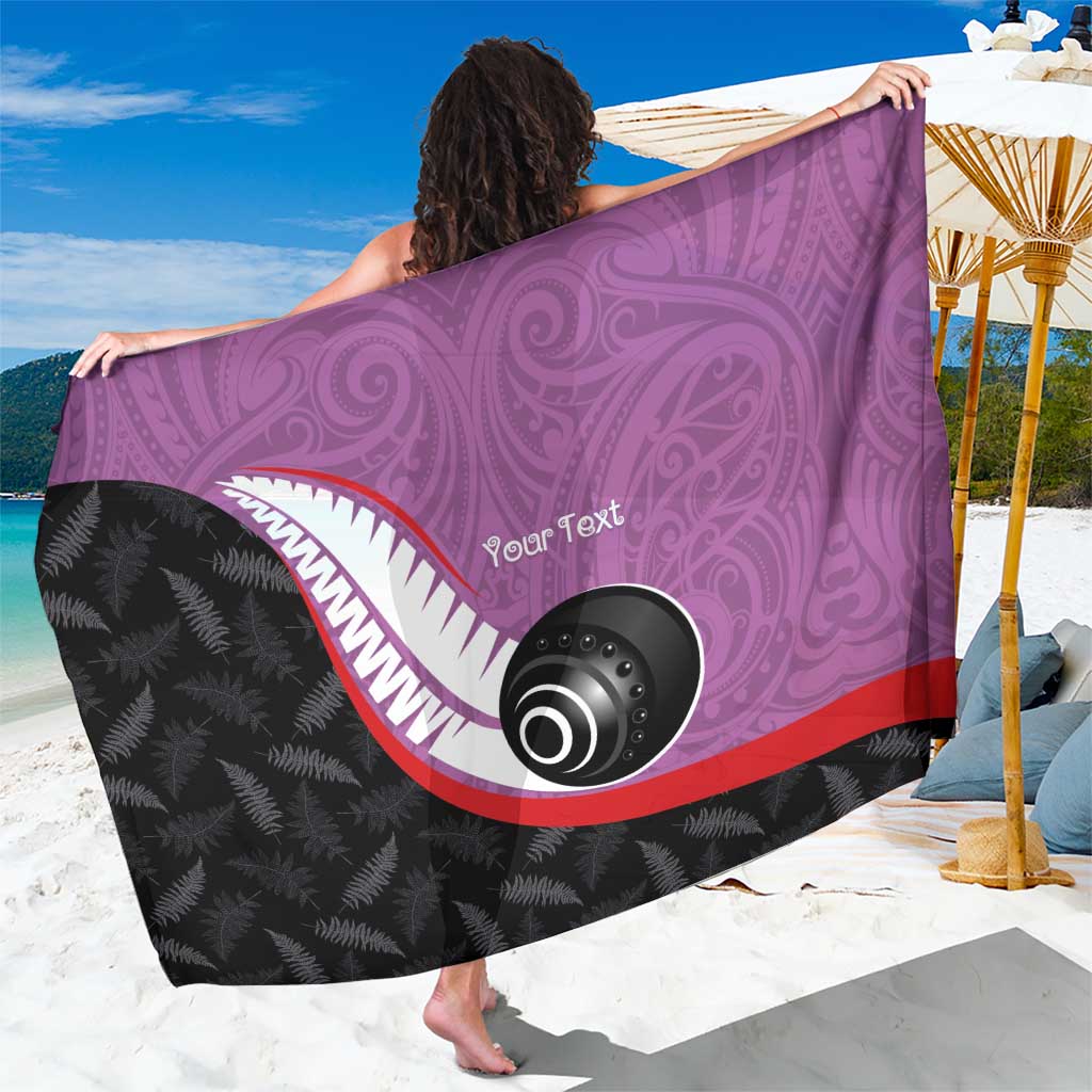 Personalised Aotearoa Lawn Bowls Sarong Maori and Silver Fern Sporty Style Pink Color LT03 One Size 44 x 66 inches Pink - Polynesian Pride