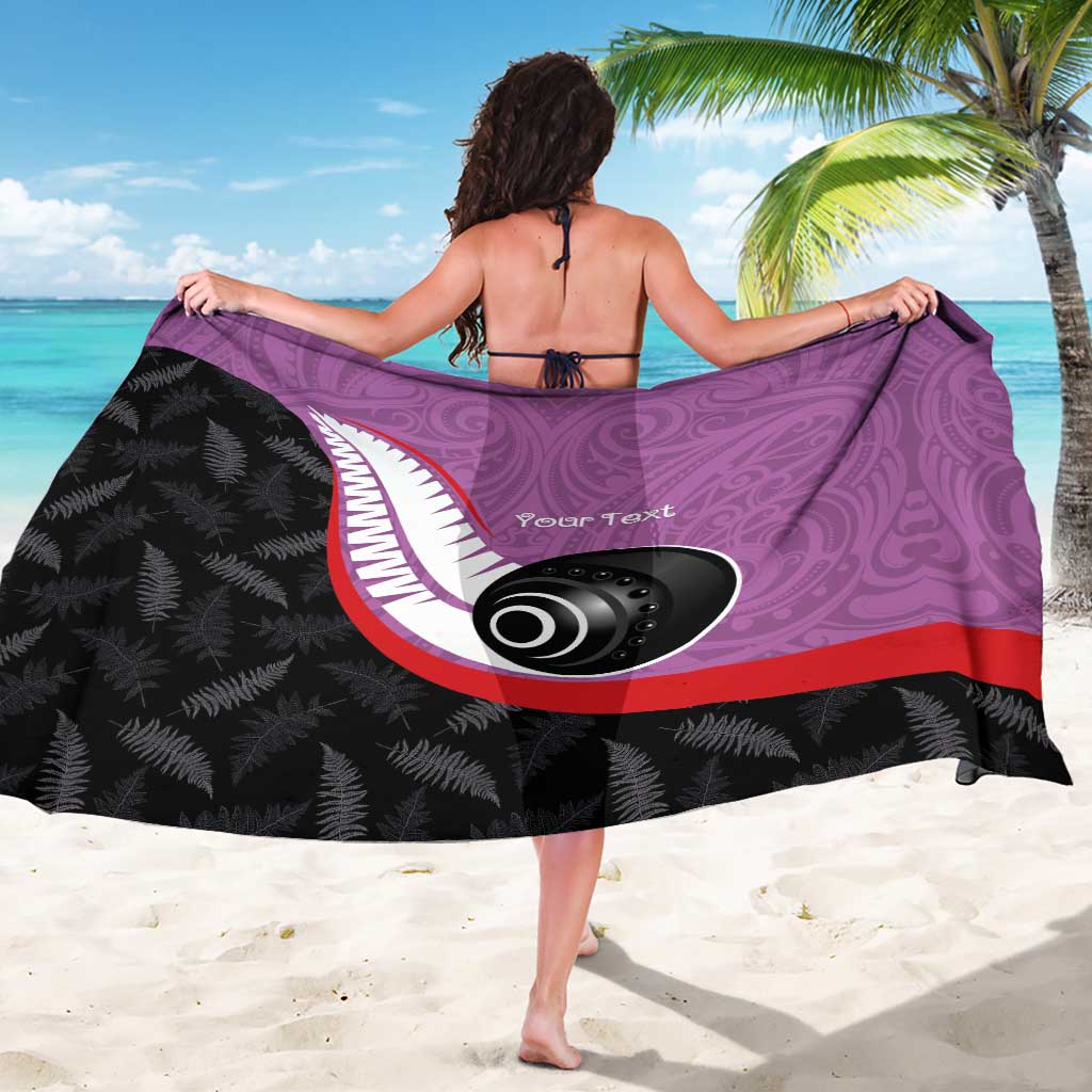 Personalised Aotearoa Lawn Bowls Sarong Maori and Silver Fern Sporty Style Pink Color LT03 - Polynesian Pride