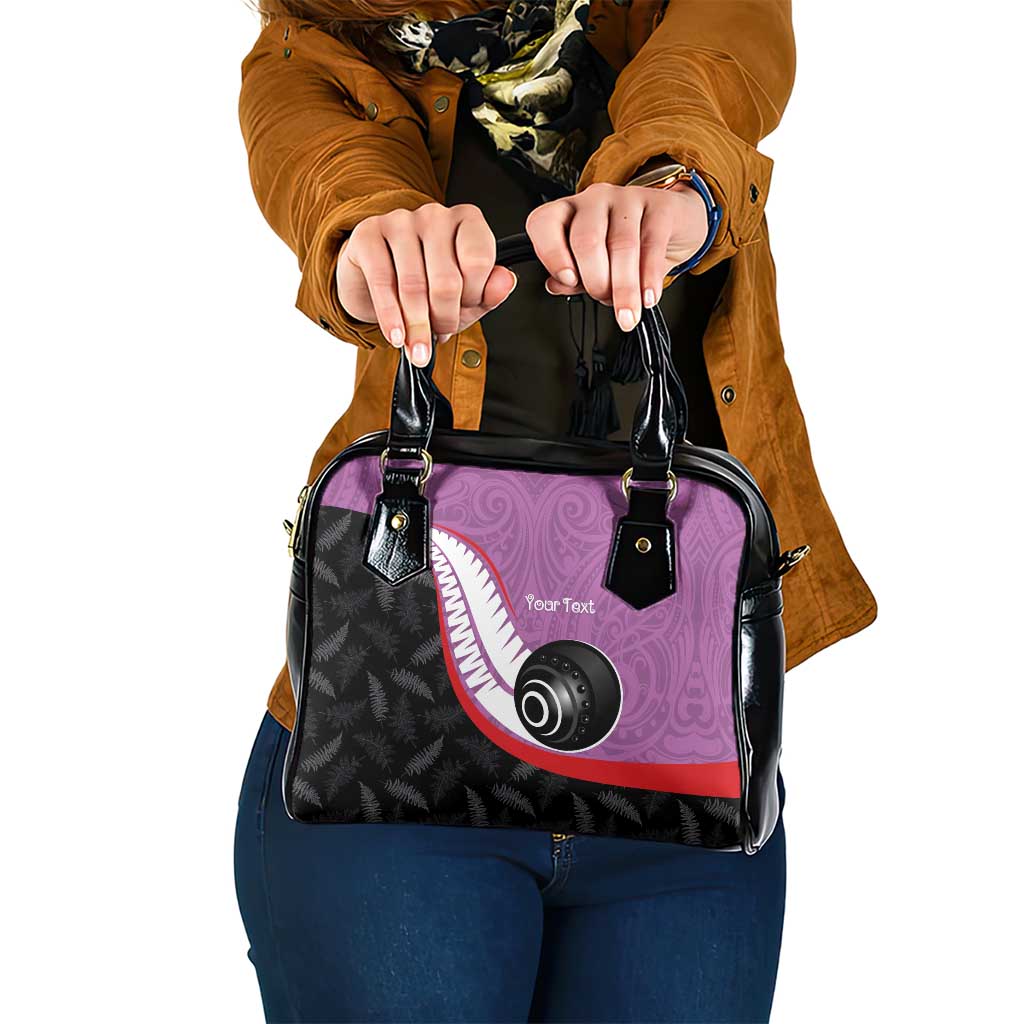 Personalised Aotearoa Lawn Bowls Shoulder Handbag Maori and Silver Fern Sporty Style Pink Color LT03 One Size Pink - Polynesian Pride