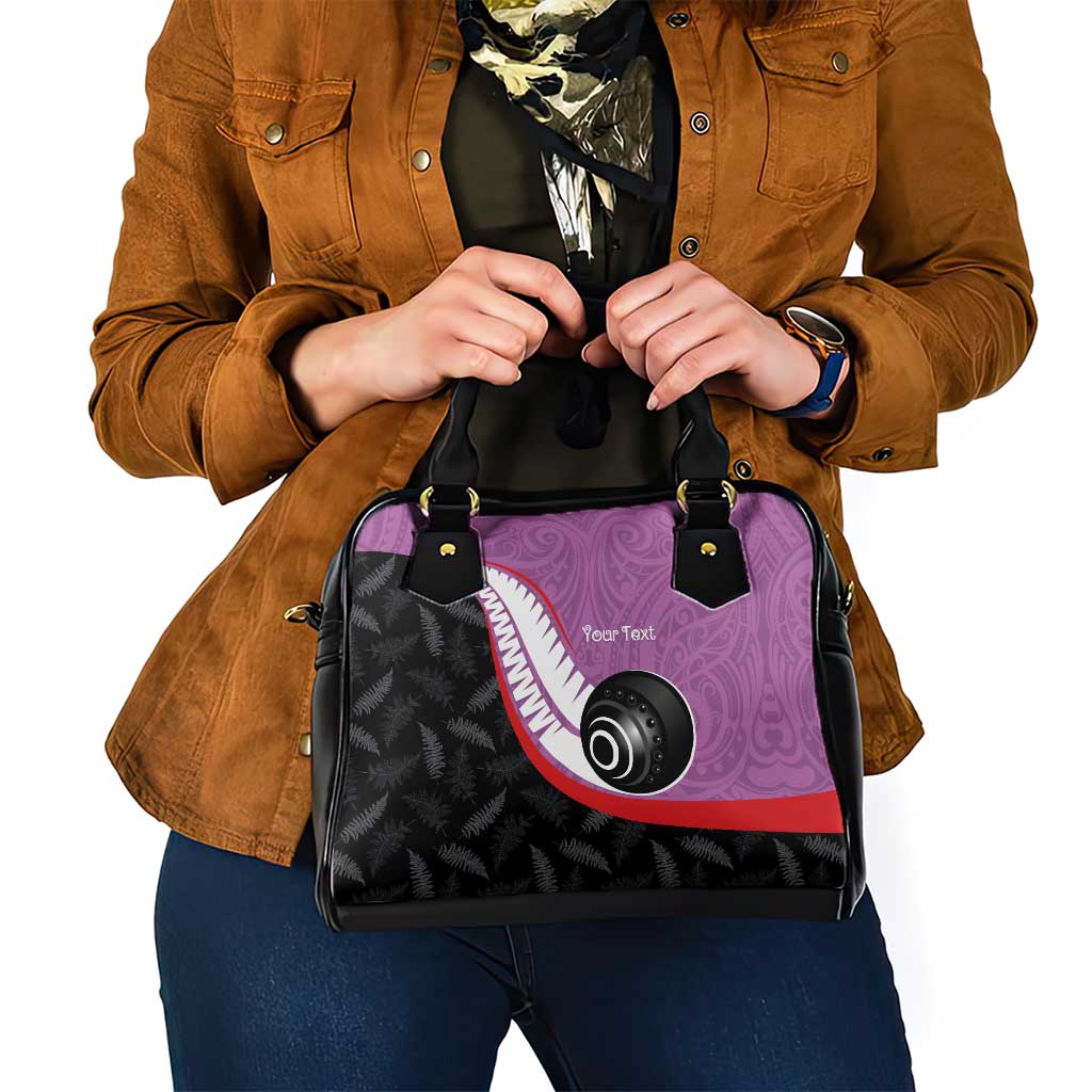 Personalised Aotearoa Lawn Bowls Shoulder Handbag Maori and Silver Fern Sporty Style Pink Color LT03 - Polynesian Pride