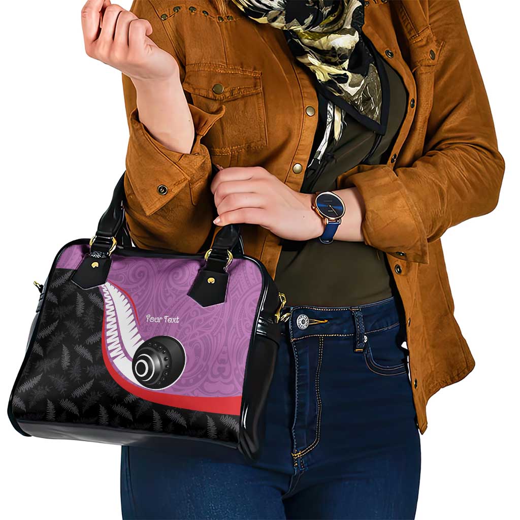 Personalised Aotearoa Lawn Bowls Shoulder Handbag Maori and Silver Fern Sporty Style Pink Color LT03 - Polynesian Pride