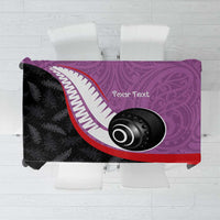 Personalised Aotearoa Lawn Bowls Tablecloth Maori and Silver Fern Sporty Style Pink Color LT03 Pink - Polynesian Pride