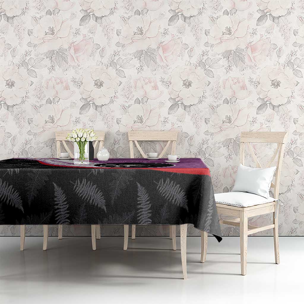 Personalised Aotearoa Lawn Bowls Tablecloth Maori and Silver Fern Sporty Style Pink Color LT03 - Polynesian Pride
