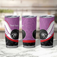 Personalised Aotearoa Lawn Bowls Tumbler Cup Maori and Silver Fern Sporty Style Pink Color - Polynesian Pride