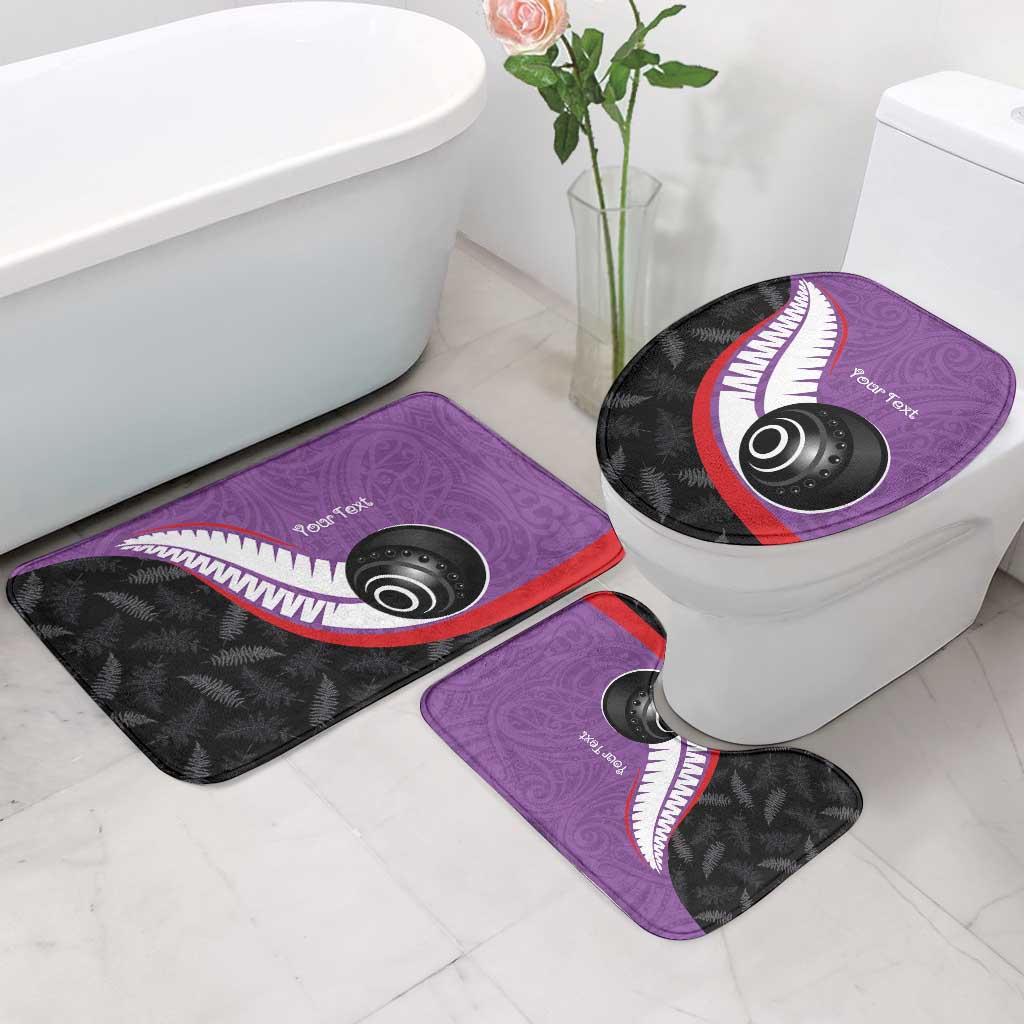Personalised Aotearoa Lawn Bowls Bathroom Set Maori and Silver Fern Sporty Style Purple Color LT03 - Polynesian Pride