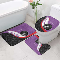 Personalised Aotearoa Lawn Bowls Bathroom Set Maori and Silver Fern Sporty Style Purple Color LT03 - Polynesian Pride