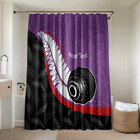 Personalised Aotearoa Lawn Bowls Bathroom Set Maori and Silver Fern Sporty Style Purple Color LT03 Shower Curtain Only Purple - Polynesian Pride