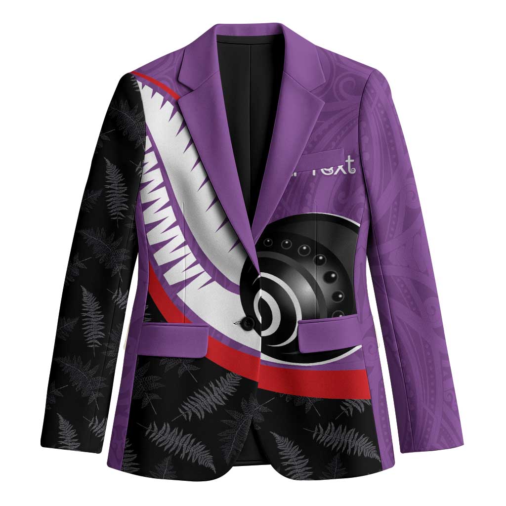 Personalised Aotearoa Lawn Bowls Blazer Maori and Silver Fern Sporty Style Purple Color LT03 Unisex Purple - Polynesian Pride