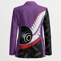Personalised Aotearoa Lawn Bowls Blazer Maori and Silver Fern Sporty Style Purple Color LT03 - Polynesian Pride