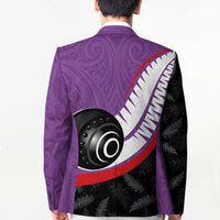 Personalised Aotearoa Lawn Bowls Blazer Maori and Silver Fern Sporty Style Purple Color LT03 - Polynesian Pride