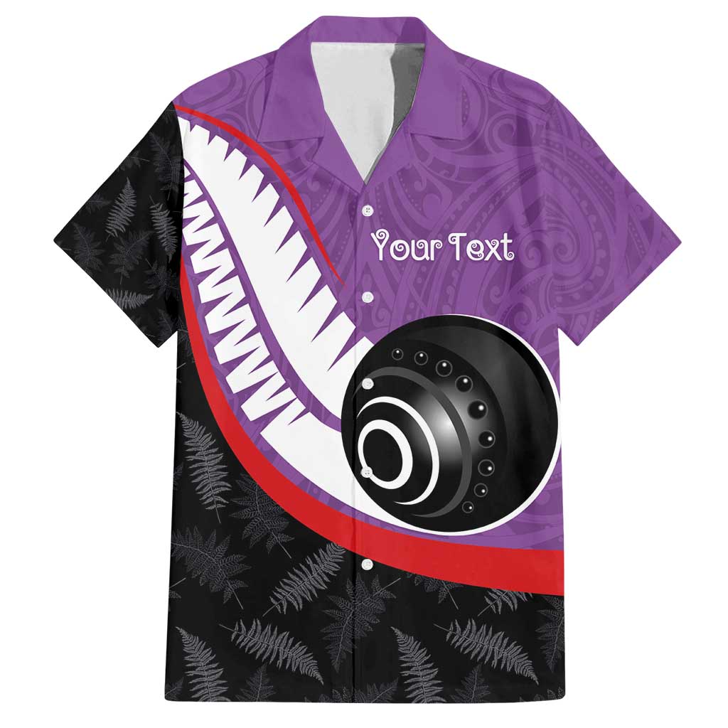 Personalised Aotearoa Lawn Bowls Family Matching Long Sleeve Bodycon Dress and Hawaiian Shirt Maori and Silver Fern Sporty Style Purple Color LT03 Dad's Shirt - Short Sleeve Purple - Polynesian Pride