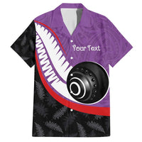 Personalised Aotearoa Lawn Bowls Family Matching Long Sleeve Bodycon Dress and Hawaiian Shirt Maori and Silver Fern Sporty Style Purple Color LT03 Dad's Shirt - Short Sleeve Purple - Polynesian Pride