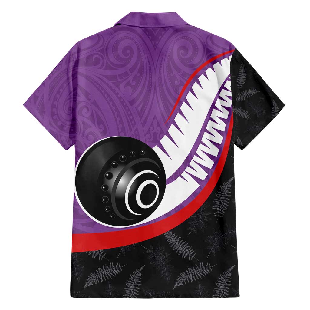 Personalised Aotearoa Lawn Bowls Family Matching Long Sleeve Bodycon Dress and Hawaiian Shirt Maori and Silver Fern Sporty Style Purple Color LT03 - Polynesian Pride