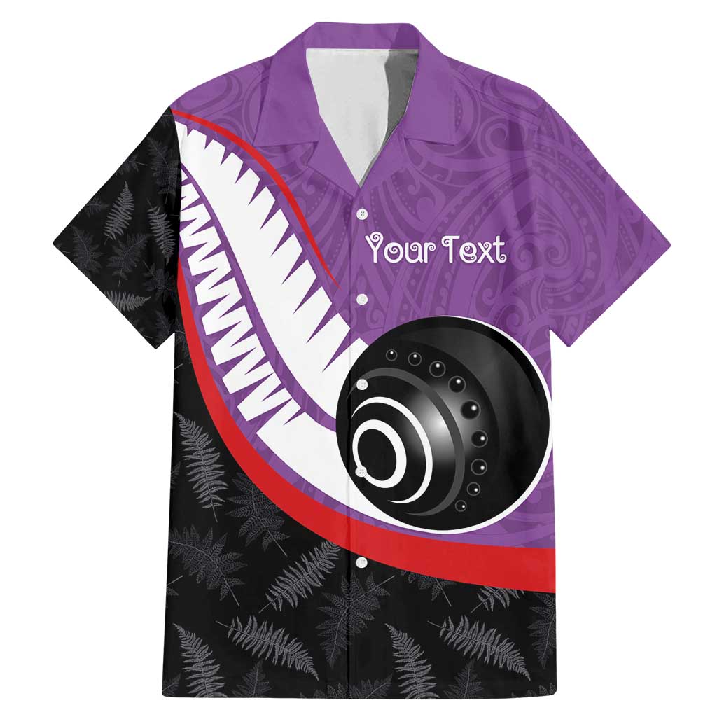 Personalised Aotearoa Lawn Bowls Family Matching Mermaid Dress and Hawaiian Shirt Maori and Silver Fern Sporty Style Purple Color LT03 Dad's Shirt - Short Sleeve Purple - Polynesian Pride